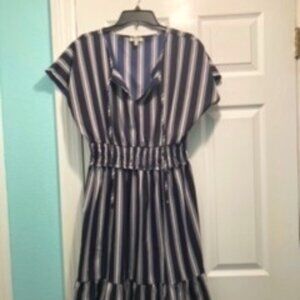 MPH Blue Striped Dress 1X